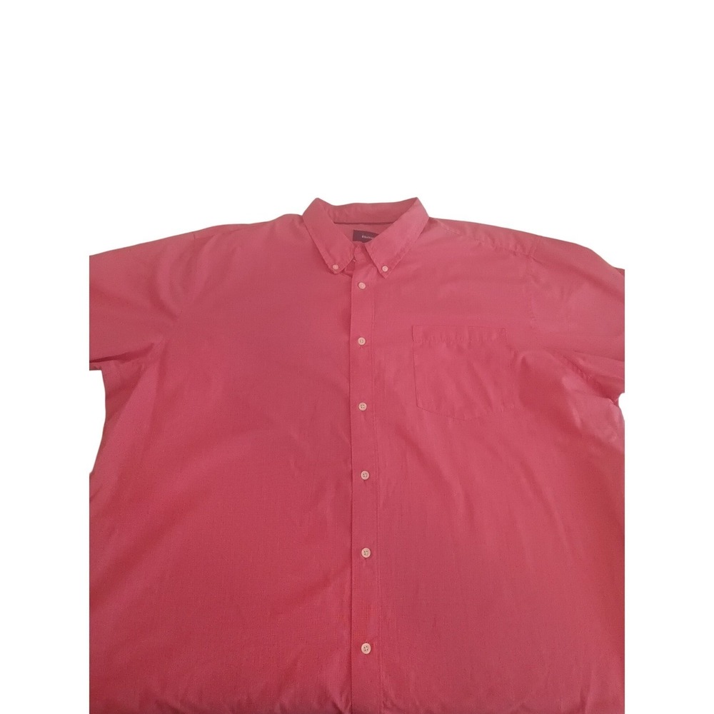 Basic Edition Mens 3XL Coral Pink Short Sleeve Button Down Shirt Textured Casual